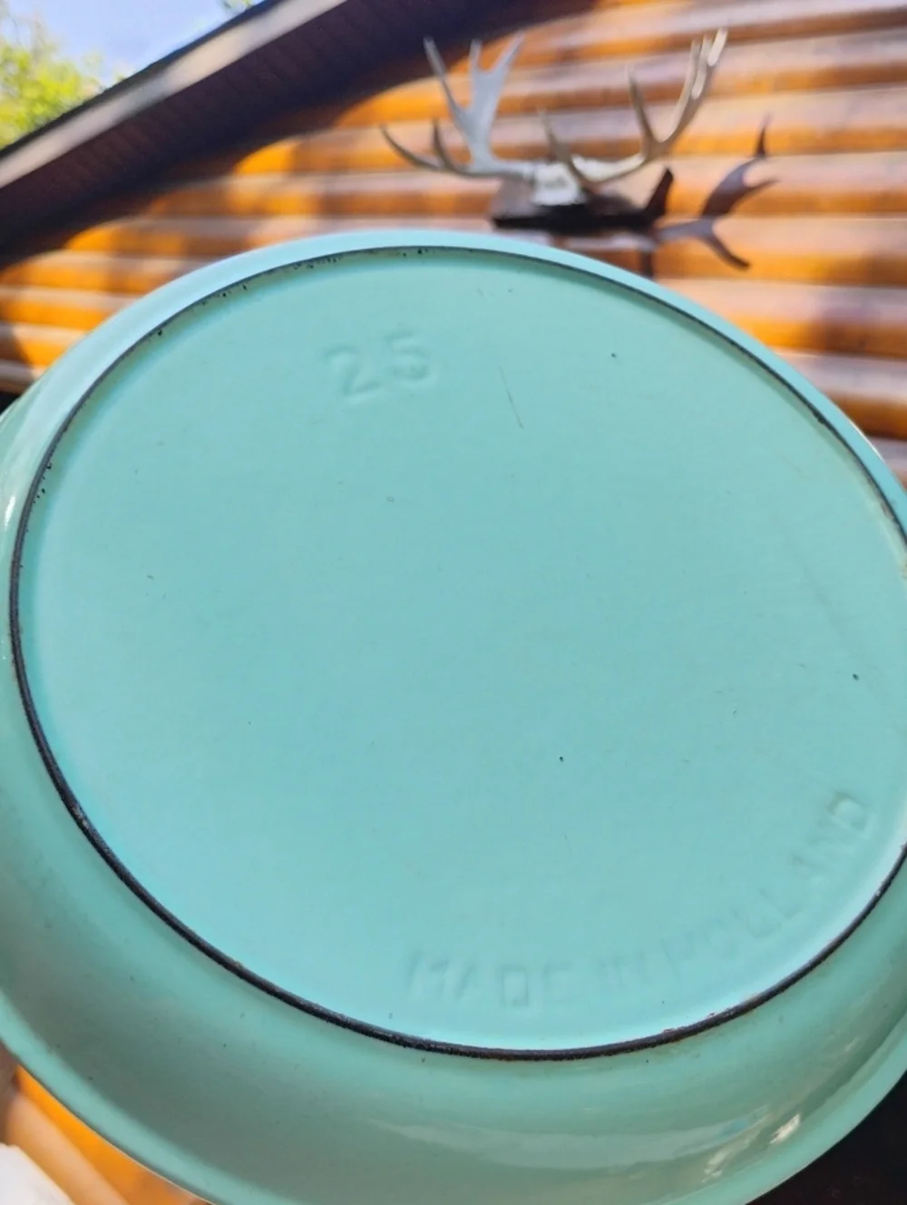 ⚜️  Vintage DUTCH ENAMEL AQUA  Saute Pan w/Handle Cookware Aqua 2.5 SWEET